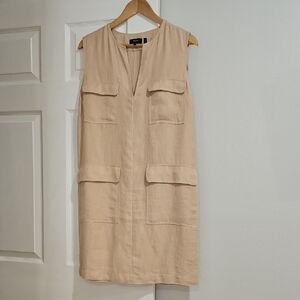 Theory Sleeveless Utility Shift Dress in Soft Peach.  Size 8.